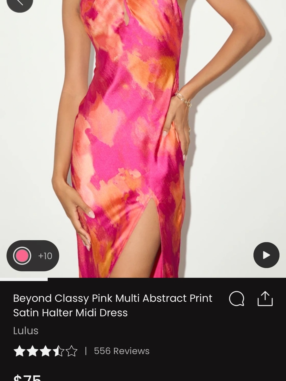 Lulu's Fuchsia and Orange Halter Midi Dress